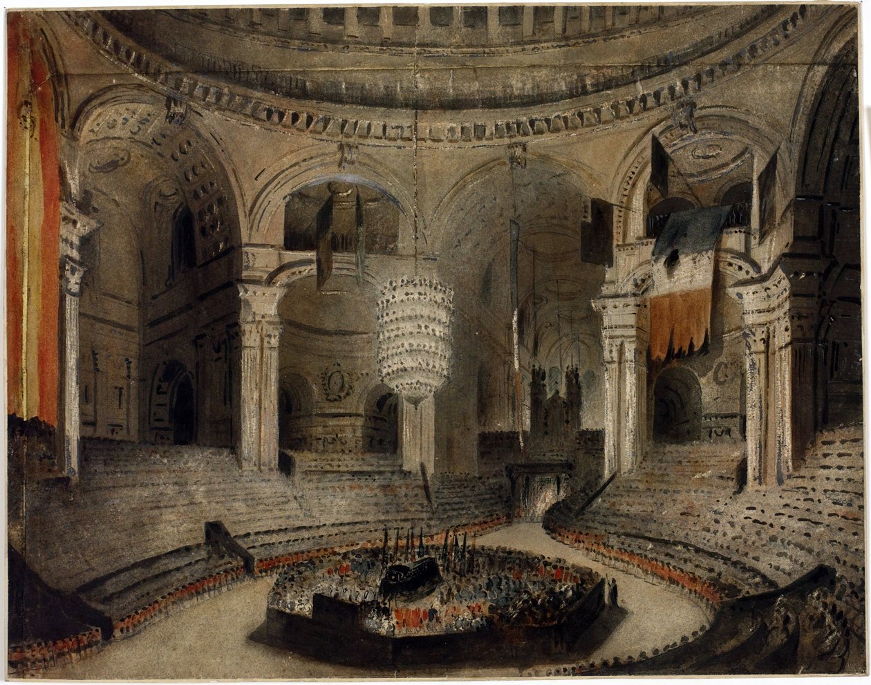 Pohřeb lorda Horatia Nelsona (1758-1805) v kostele svatého Pavla (Londýn, Anglie), 9. ledna 1758. od Augustus Charles Pugin