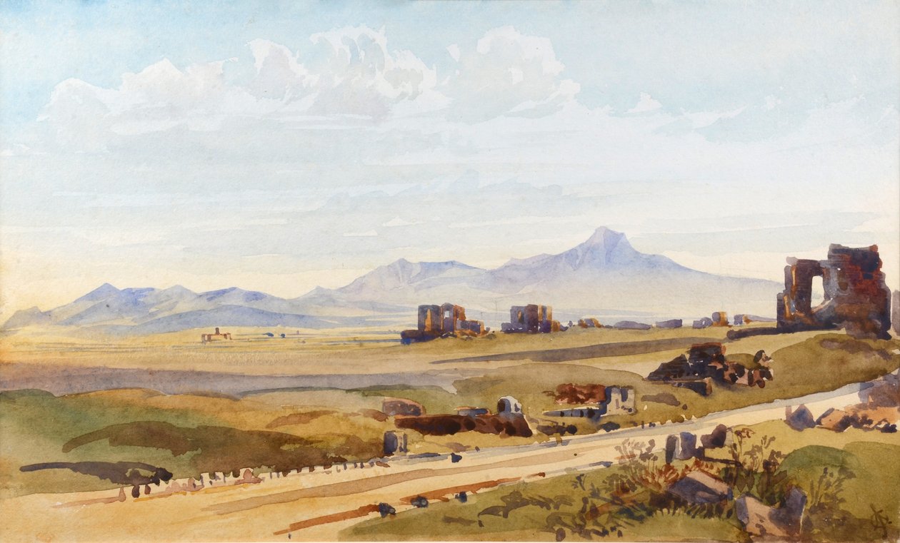 Na Via Appia, Řím (akvarel) od Augustus John Cuthbert Hare