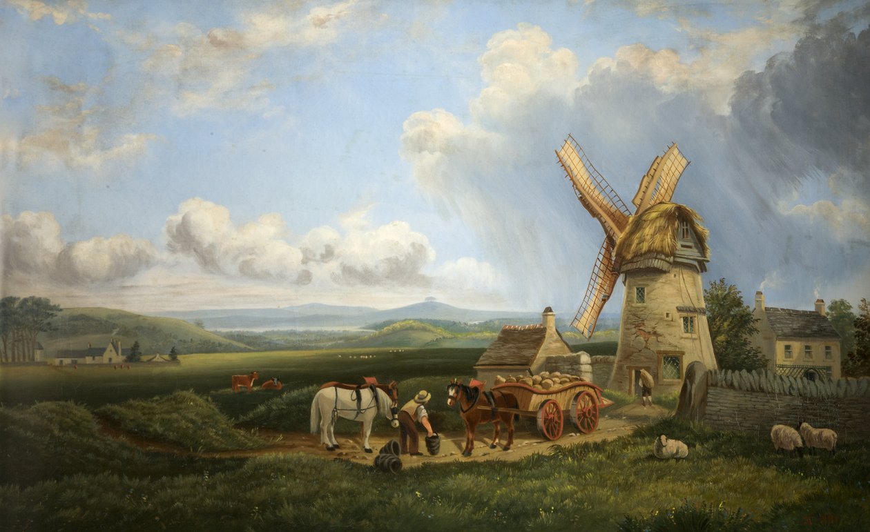 Kearseyho větrný mlýn, Minchinhampton Common, Gloucestershire od Augustus Turner