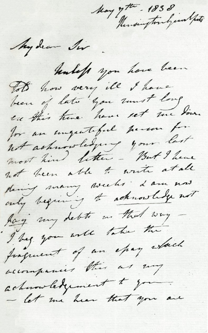 Dopis od Augusta Walla Callcotta, 7. května 1838 1904 od Augustus Wall Callcott