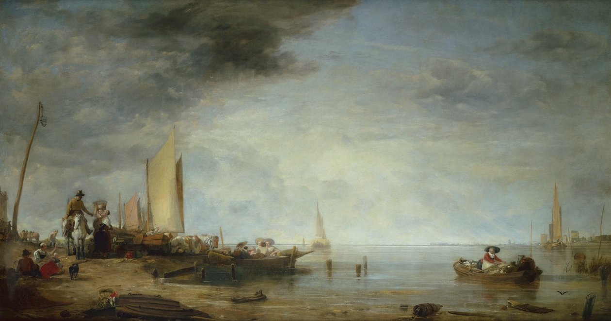 Dutch Market Boats, Rotterdam (olej na plátně) od Augustus Wall Callcott