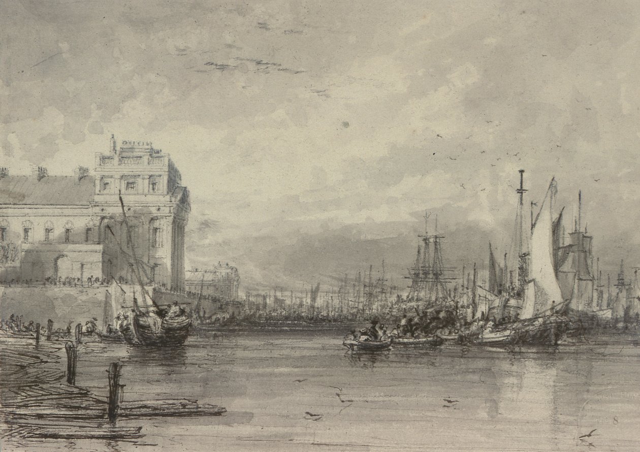Greenwichská nemocnice (nákres) od Augustus Wall Callcott