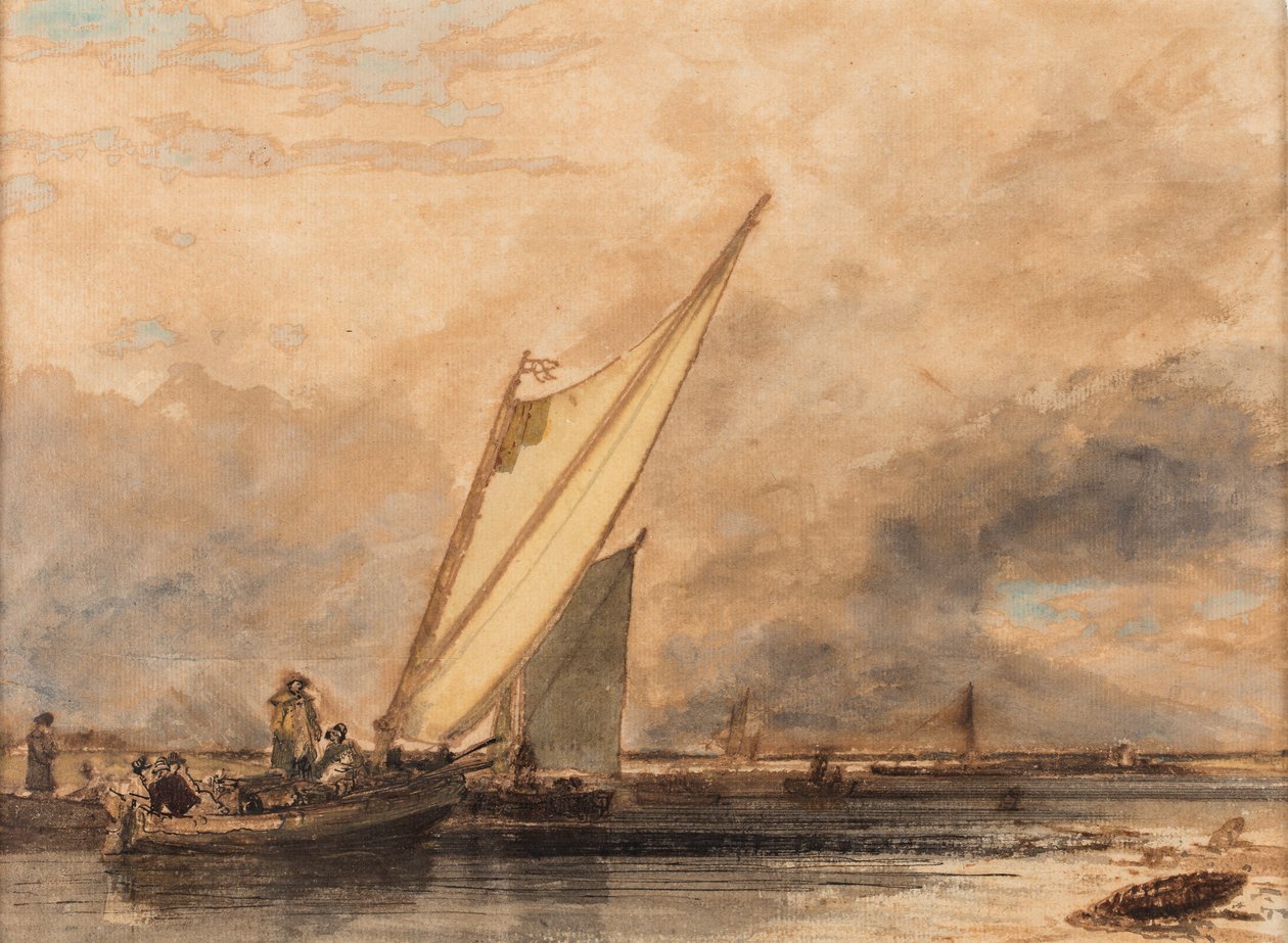 Na řece Medway, datum neznámé (akvarel na papíře) od Augustus Wall Callcott