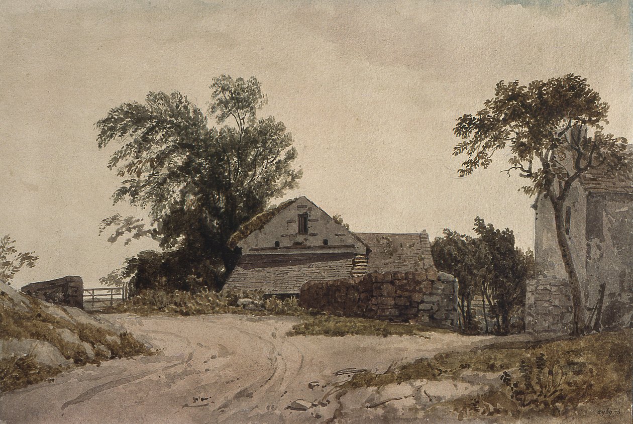 Chaty u silnice (kresba) od Augustus Wall Callcott