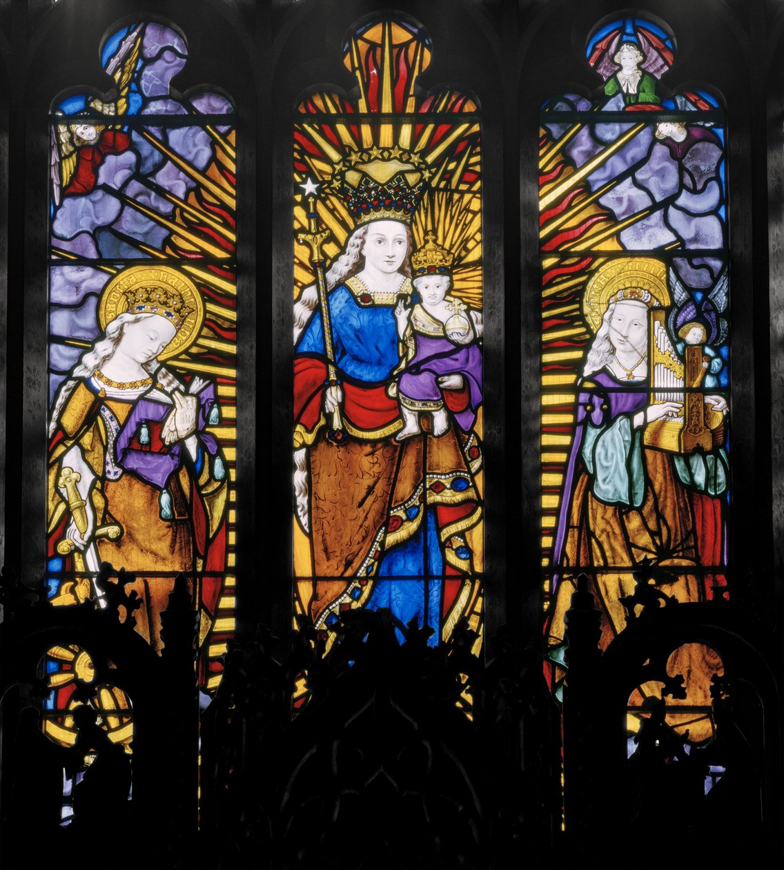 Centrální okno apsidy, Panna a dítě se svatými, 1837 (vitráže) od Augustus Welby Northmore Pugin