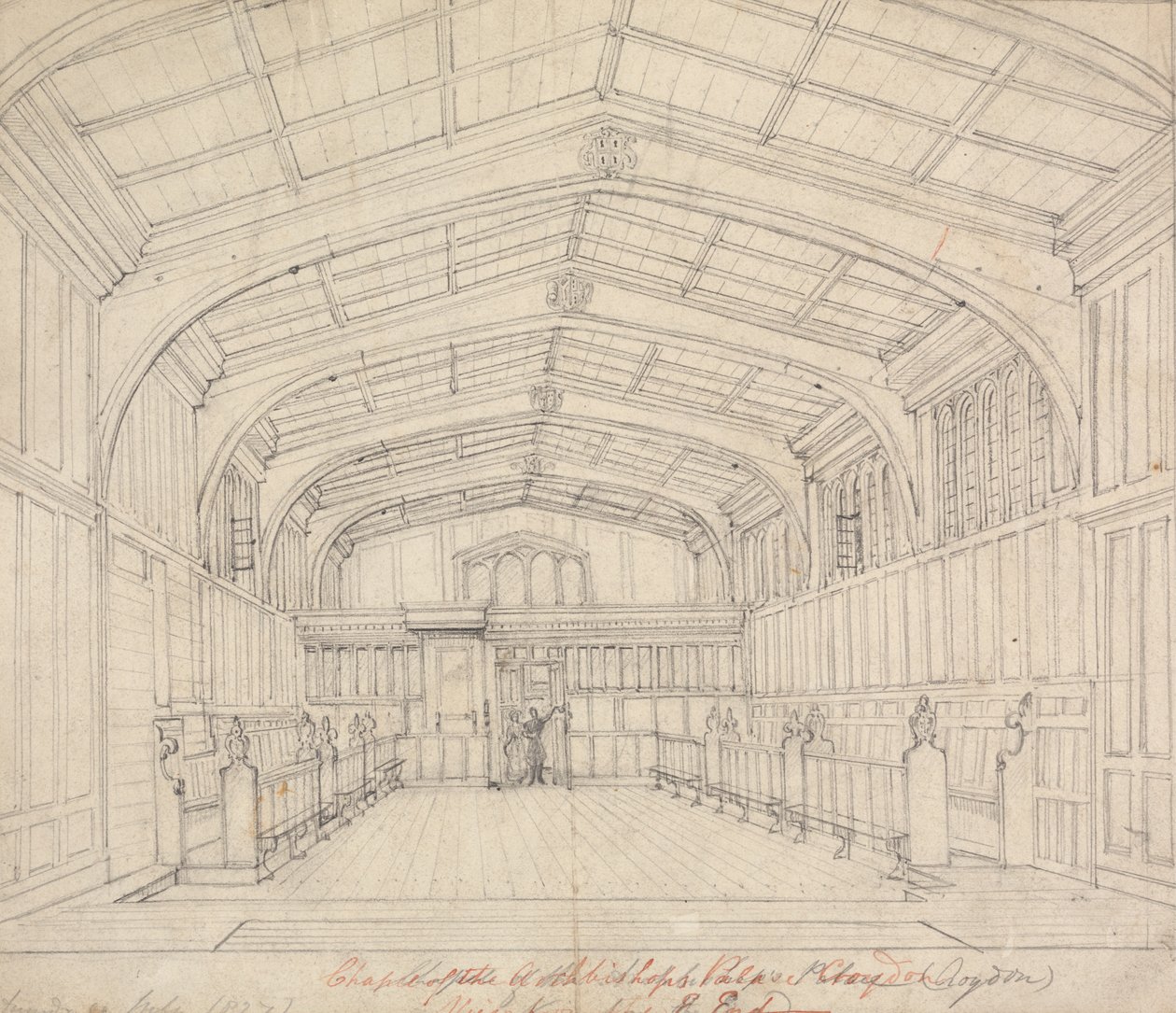 Kaple Arcibiskupského paláce, Croydon: Pohled z East Endu od Augustus Welby Northmore Pugin