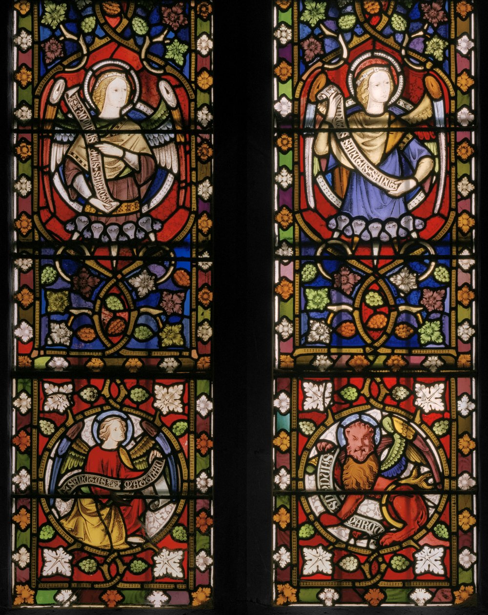 Kristus obklopený anděly, detail, 1850 (vitráže) od Augustus Welby Northmore Pugin