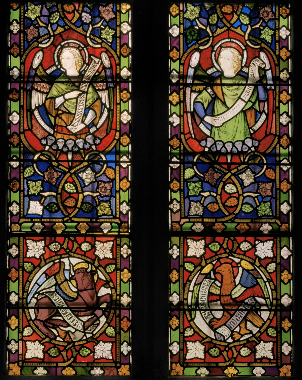 Kristus obklopený anděly, detail, 1850 (vitráže) od Augustus Welby Northmore Pugin