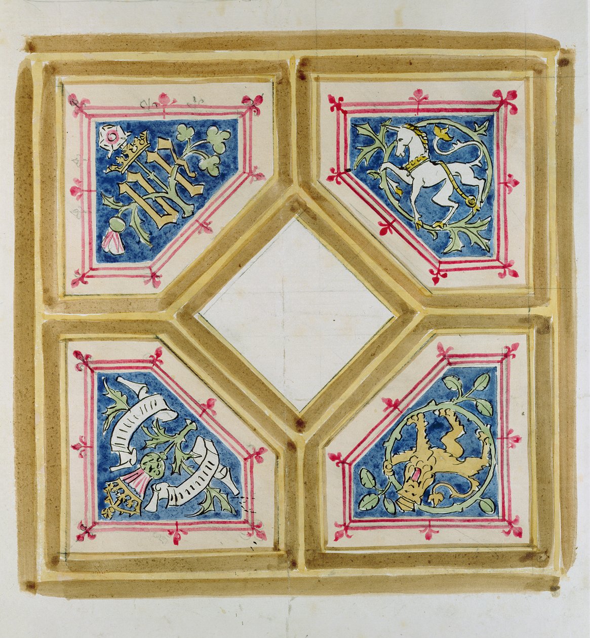 Návrh stropu Dolní sněmovny (tužka a čb na papíře) od Augustus Welby Northmore Pugin