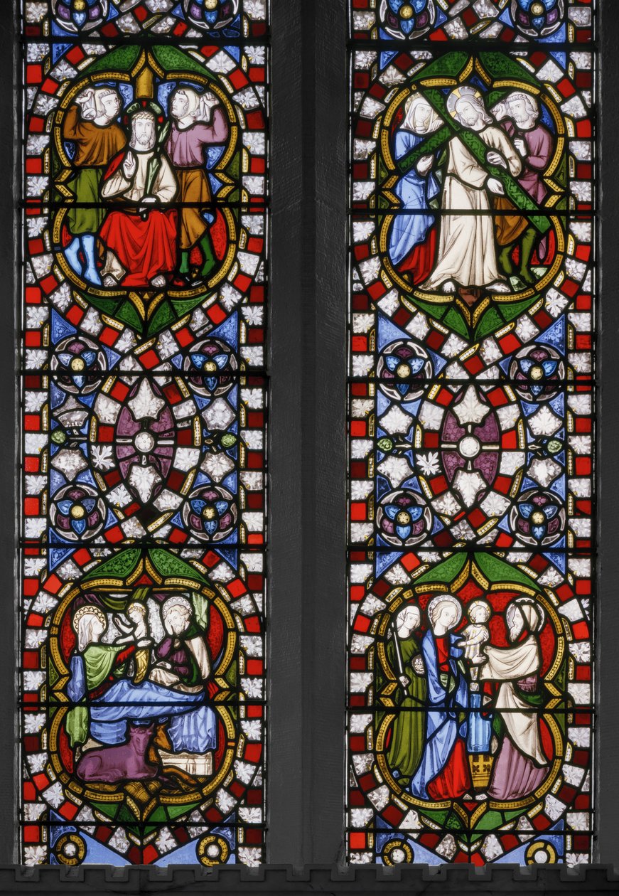 Růžencová tajemství, východní okno kaple, detail, 1847 (vitráže) od Augustus Welby Northmore Pugin