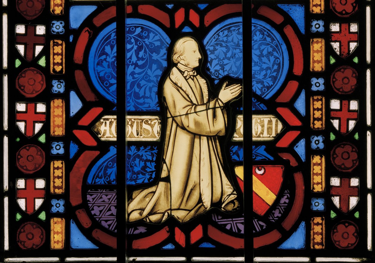 Pugin klečící u modlitby, Chapel East Window, cca 1844 (vitráže) od Augustus Welby Northmore Pugin