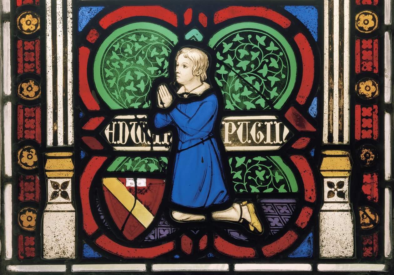 Pugins nejstarší syn Edward, okno kaple, cca 1844 (vitráže) od Augustus Welby Northmore Pugin