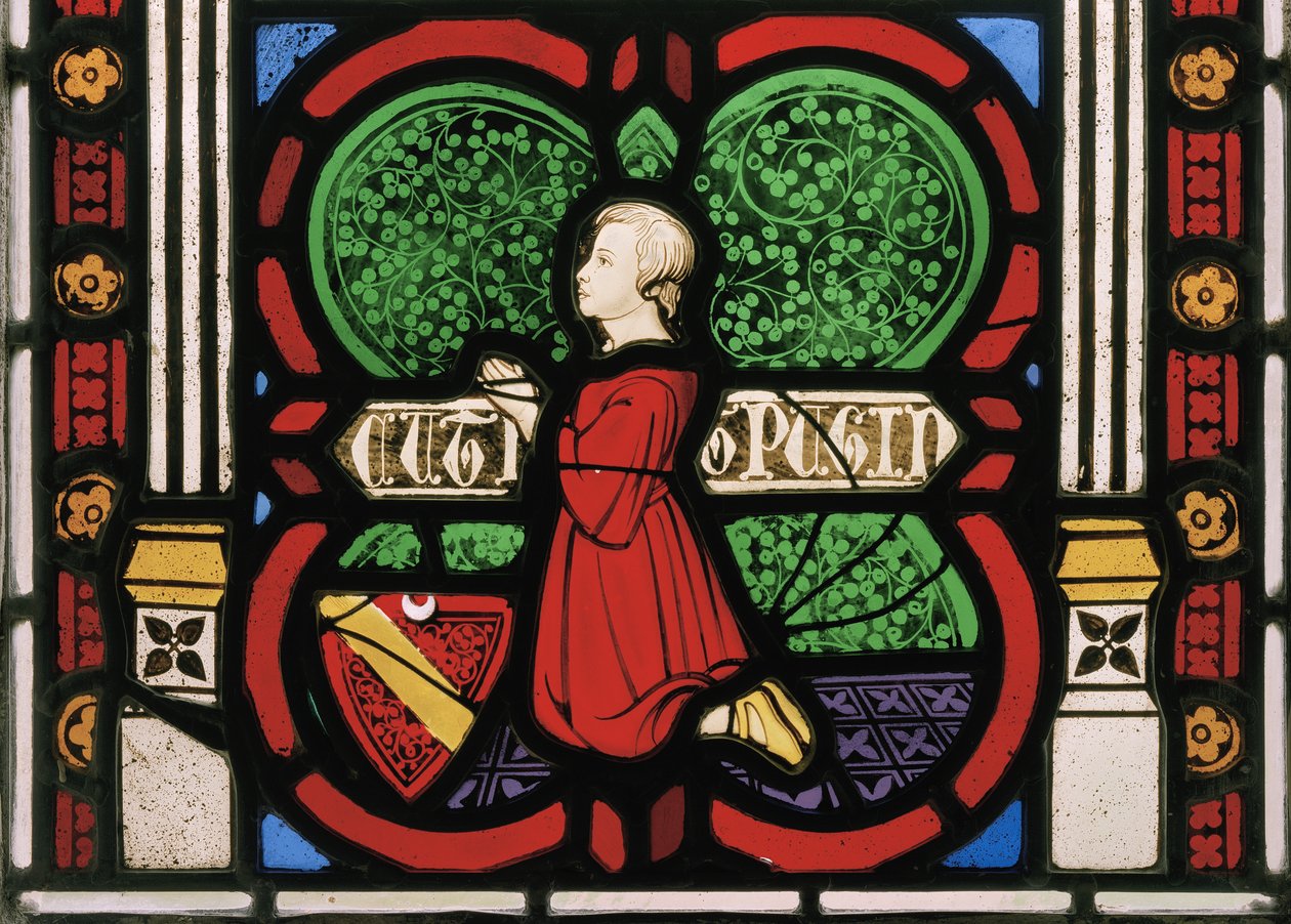 Pugins druhý syn Cuthbert, okno kaple, kolem roku 1844 (vitráže) od Augustus Welby Northmore Pugin