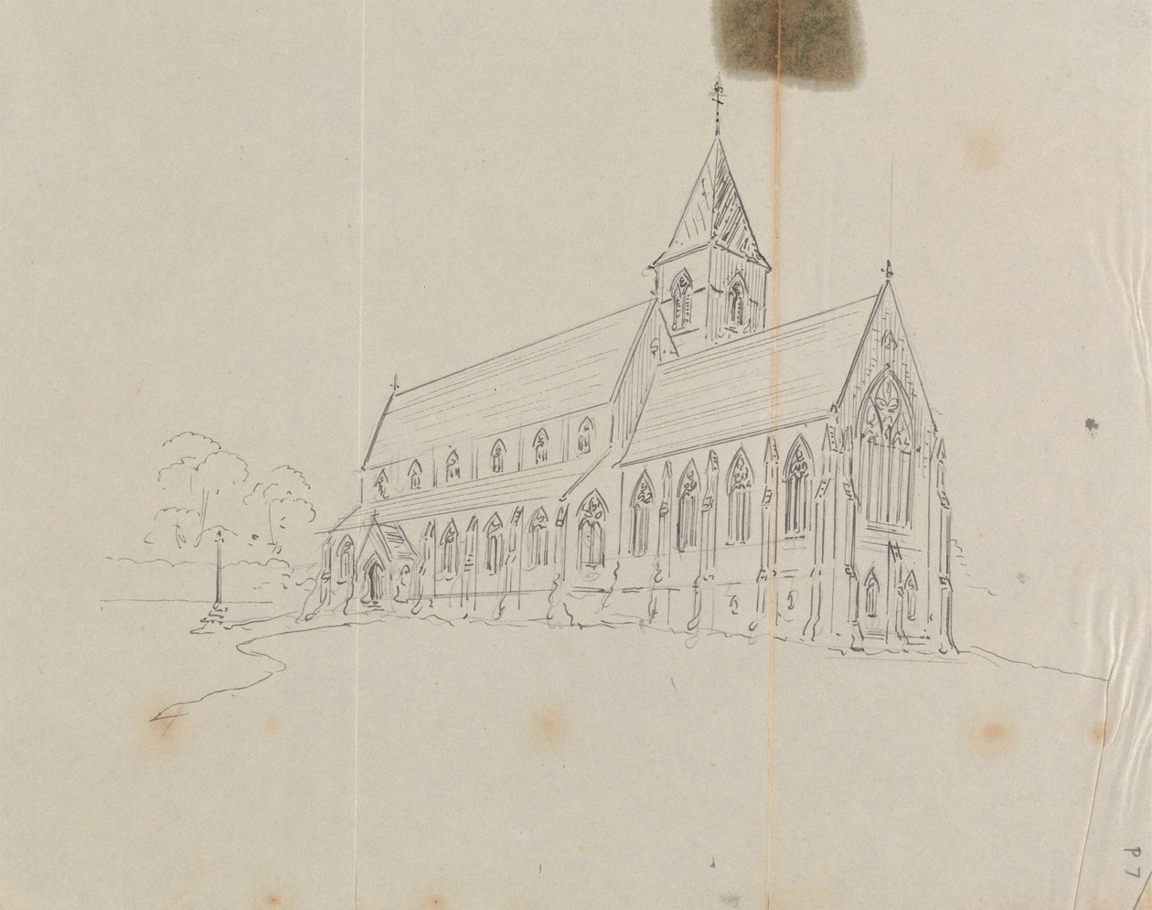 Náčrt gotického kostela od Augustus Welby Northmore Pugin