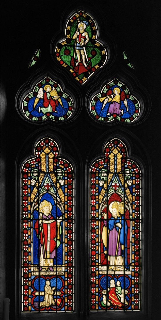 Svatý Augustin a svatý Řehoř, východní okno kaple, asi 1844 (vitráž) od Augustus Welby Northmore Pugin