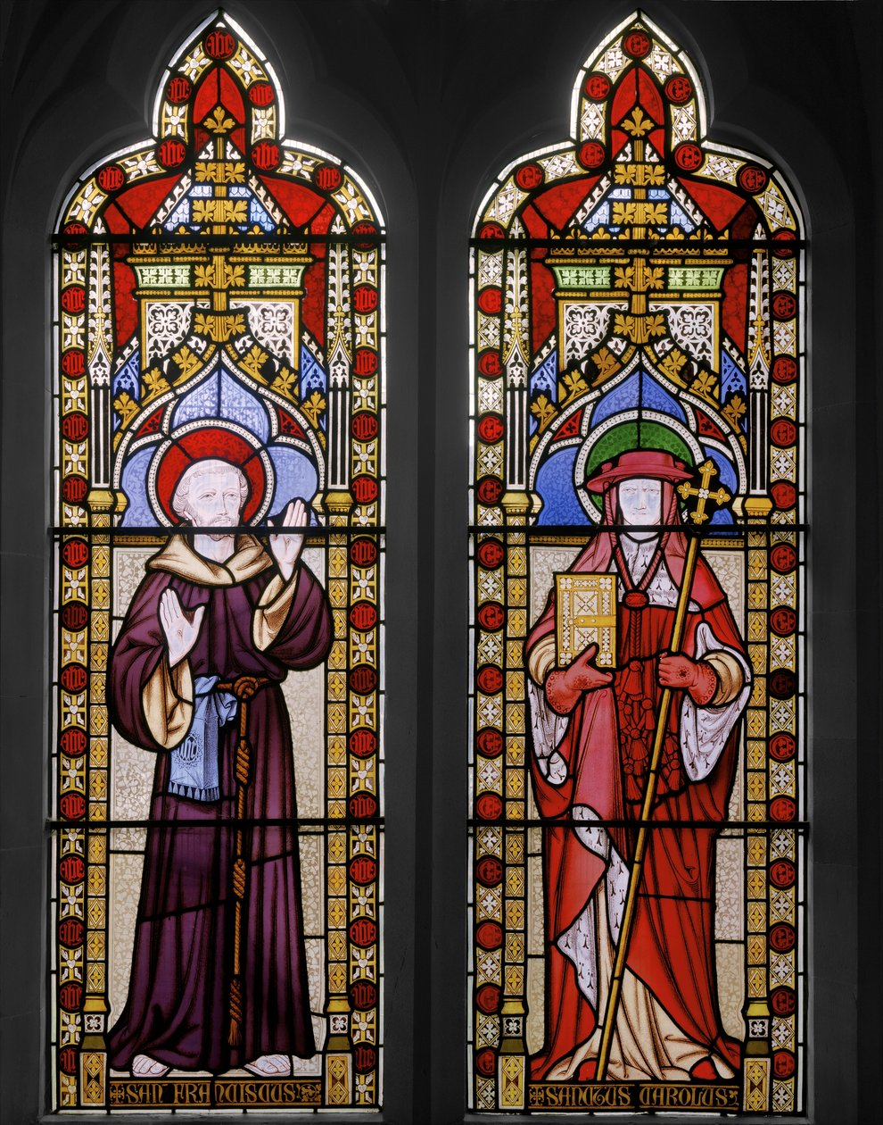 Sv. František z Assisi a sv. Carolus, 1847 (vitráže) od Augustus Welby Northmore Pugin