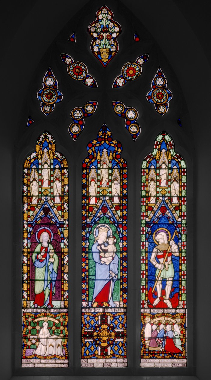 St. John Evangelist, Virgin & Child, and St. George, c.1844 (vitráže) od Augustus Welby Northmore Pugin