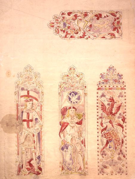 Návrh okna z barevného skla pro Westminsterský palác (pero a inkoust a akvarel na papíře) od Augustus Welby Northmore Pugin