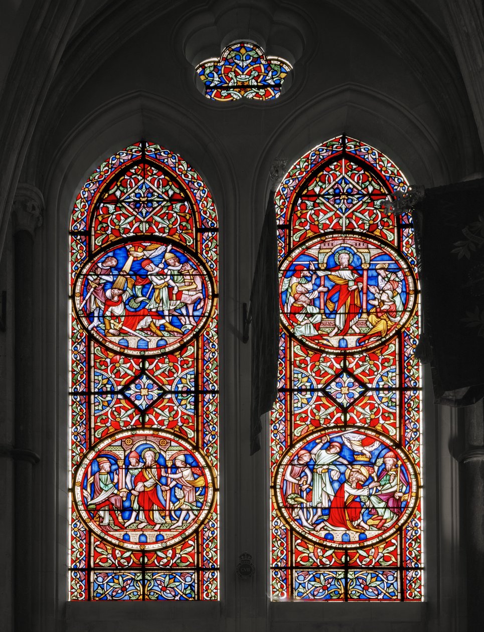 Život svatého Pavla, kaple sv. Jiří, 1852 (vitráže) od Augustus Welby Northmore Pugin