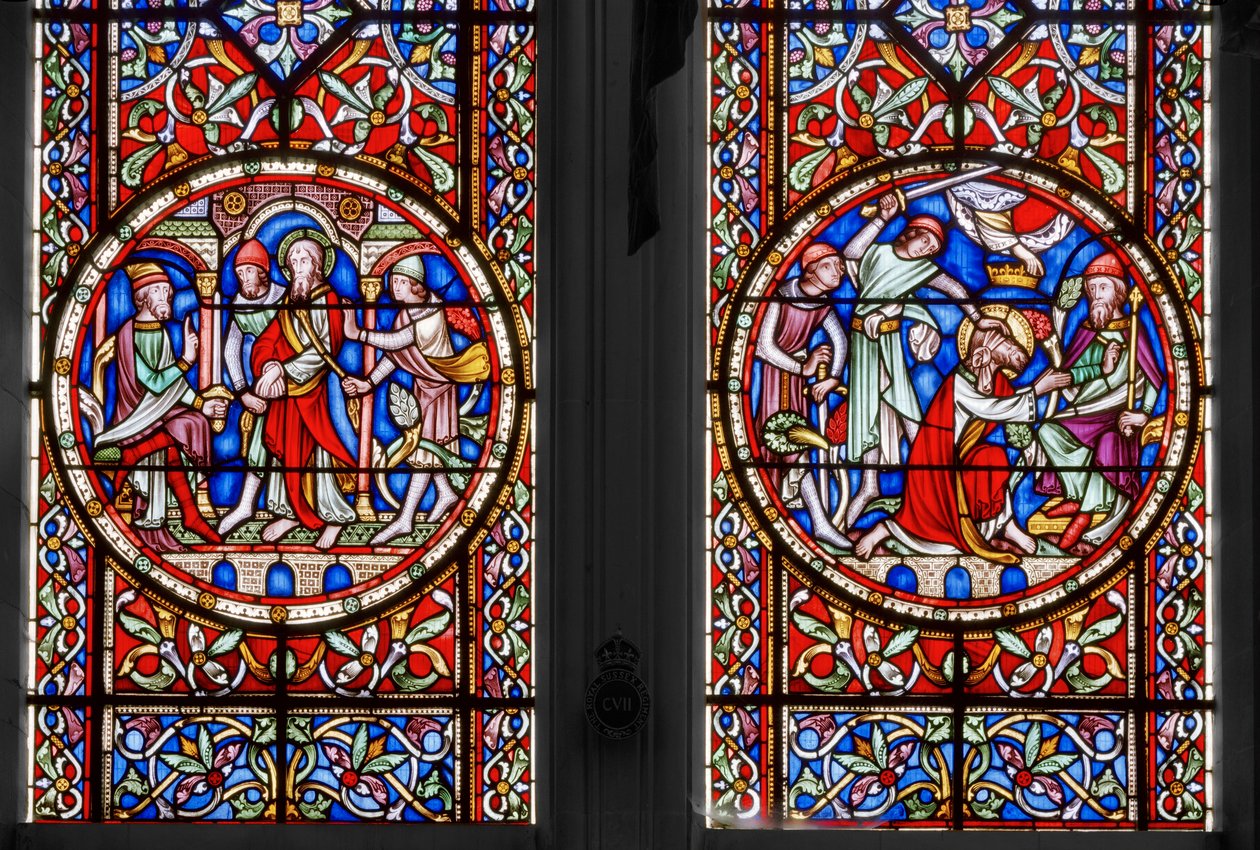Život svatého Pavla, kaple sv. Jiří, detail, 1852 (vitráže) od Augustus Welby Northmore Pugin