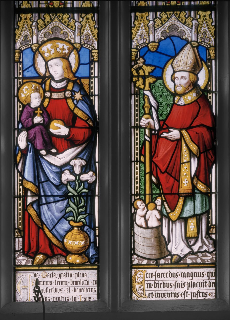 Panna a dítě s Mikulášem, detail, 1841 (vitráže) od Augustus Welby Northmore Pugin