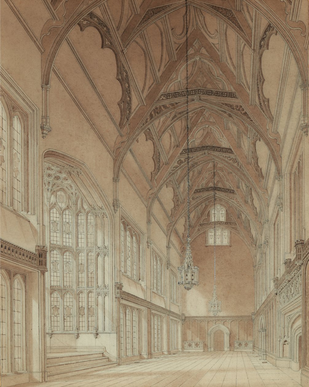 Interiér College Hall od Augustus Welby Pugin