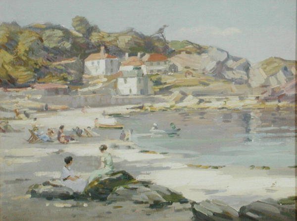 Cornish Beach (olej na panelu) od Augustus William Enness
