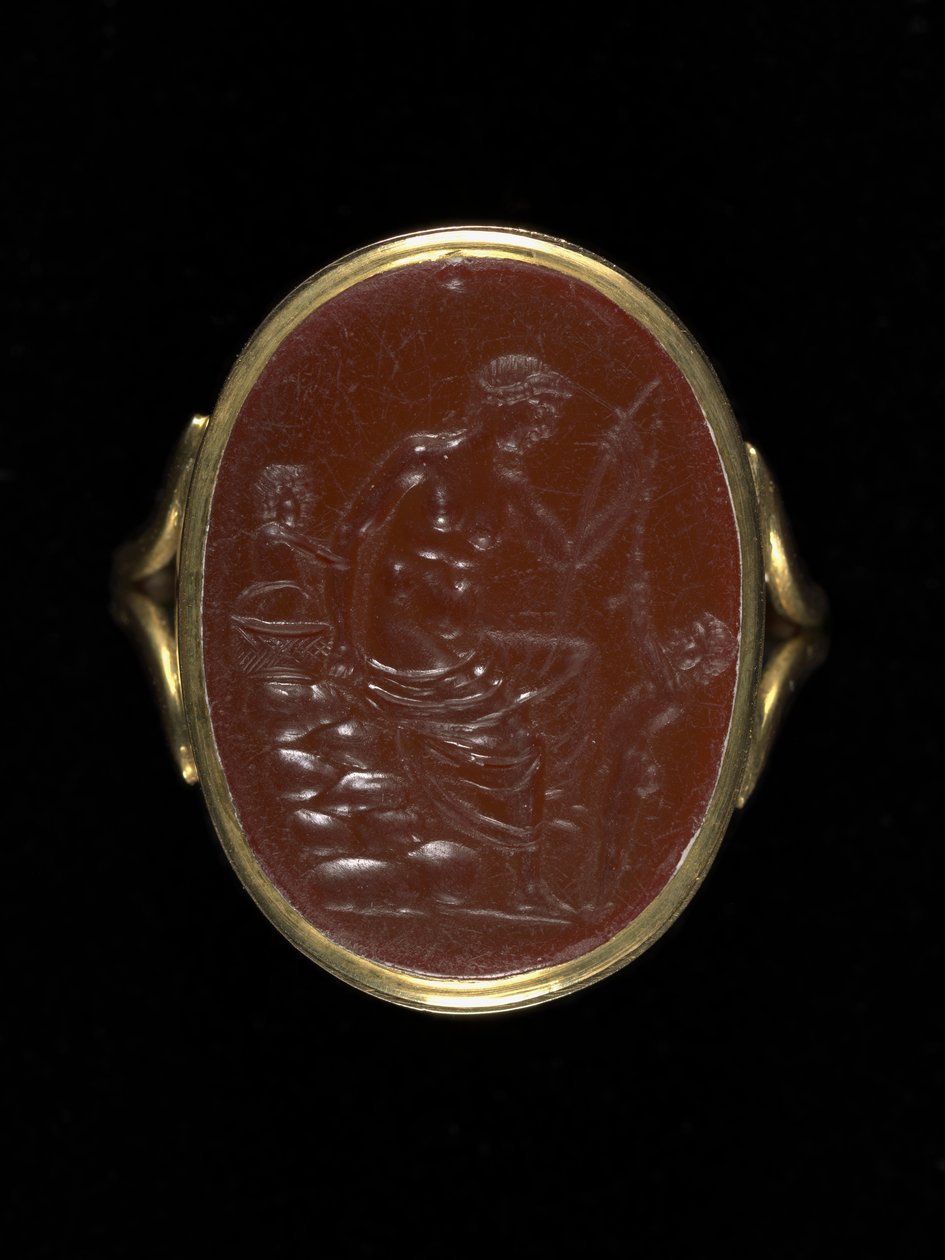 Prstencový kámen zobrazující Afroditu, cca 100–70 př. n. l. (karneol) od Aulos Aulos