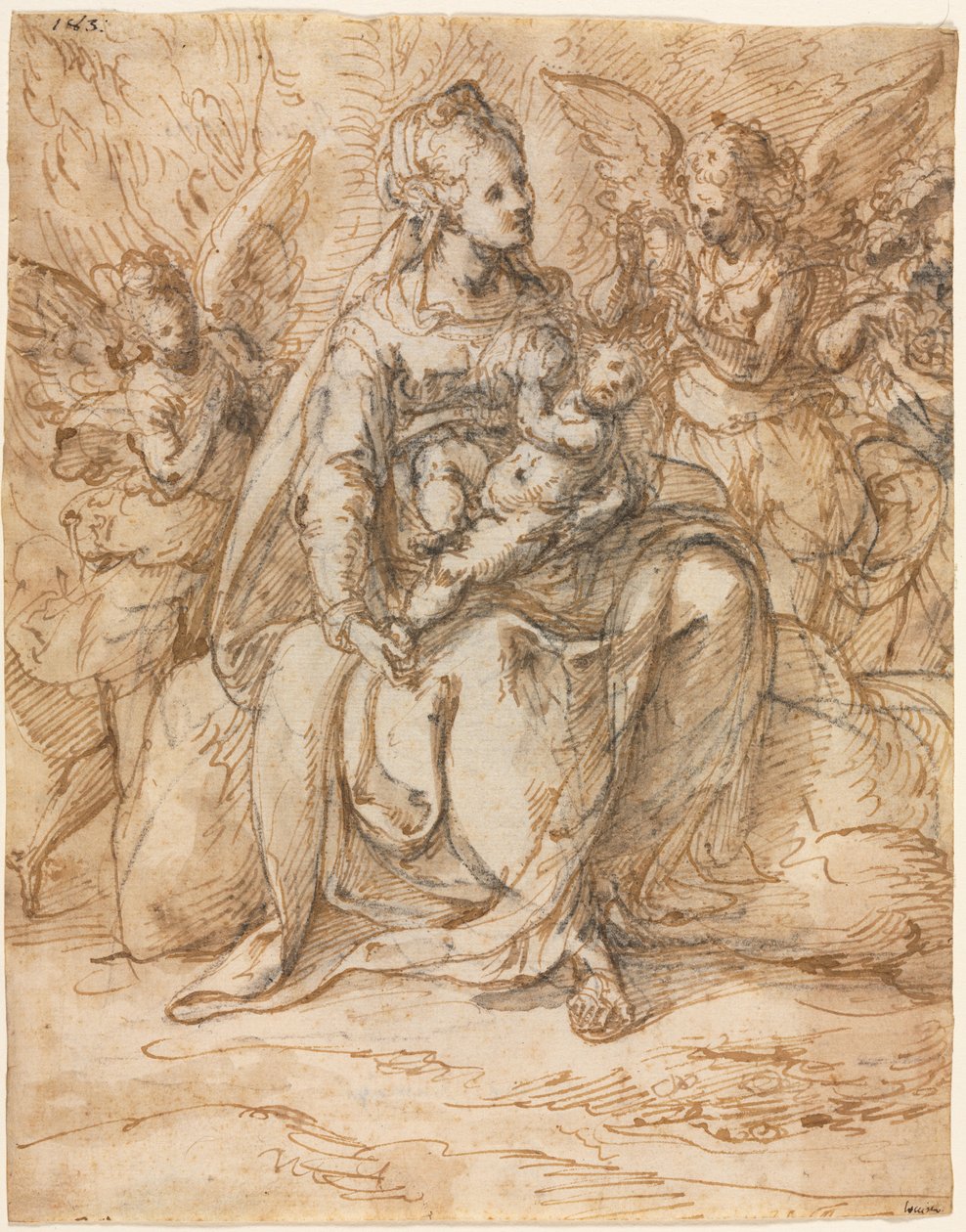 Madonna a dítě s anděly, konec 1500. od Aurelio Luini