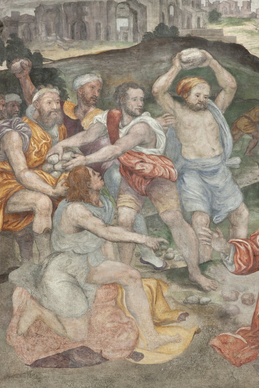 Umučení svatého Štěpána, detail, levá kaple od Aurelio Luini