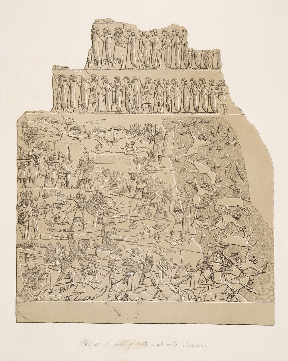 Bitevní pole (Kouyunjik), z knihy Monuments of Nineveh, pub. 1849 od Austen Henry Layard