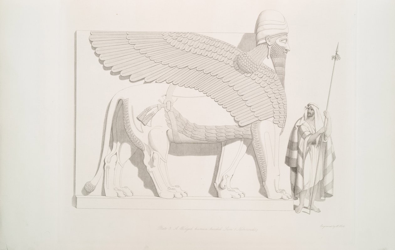 Okřídlený lev s lidskou hlavou z Nimroudu [Calah], 1849 od Austen Henry Layard