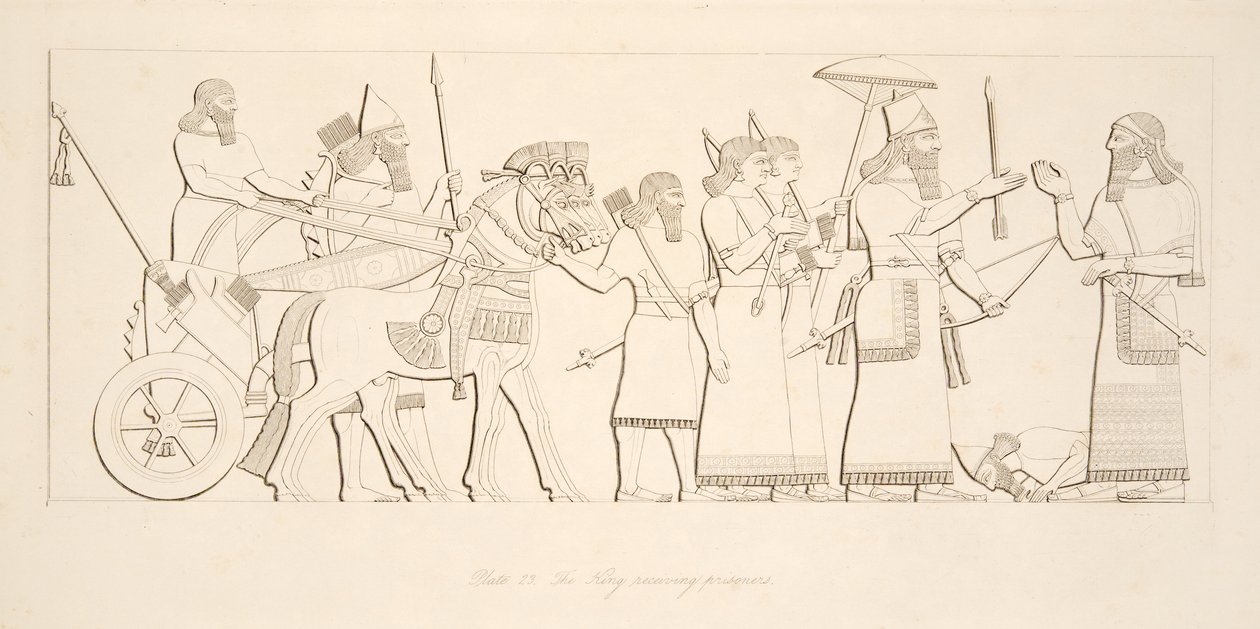 Král přijímá zajatce, z Monuments of Niniveh, hospoda. 1849 od Austen Henry Layard