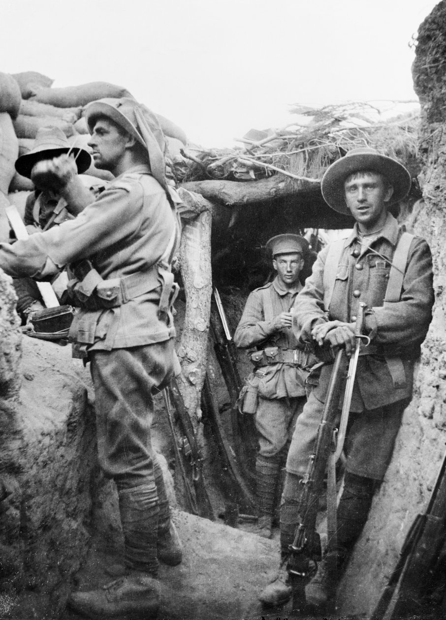 Australští vojáci v tureckých zákopech Lone Pine, 1915 od Australian Photographer