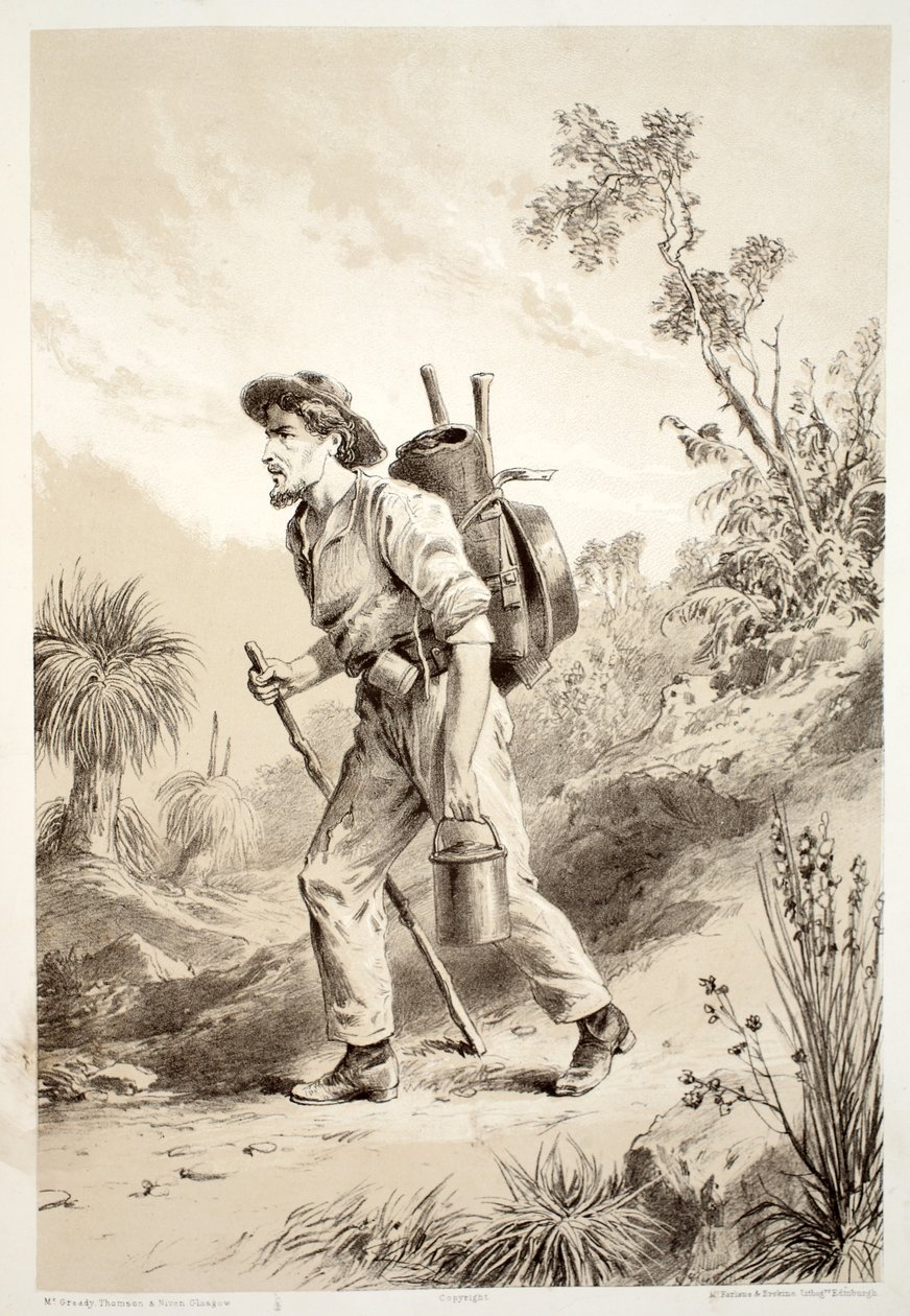 Digger on the Tramp, z Historie Australasie od Davida Blaira, McGradyho, Thomsona a Nivena, 1879 od Australian School