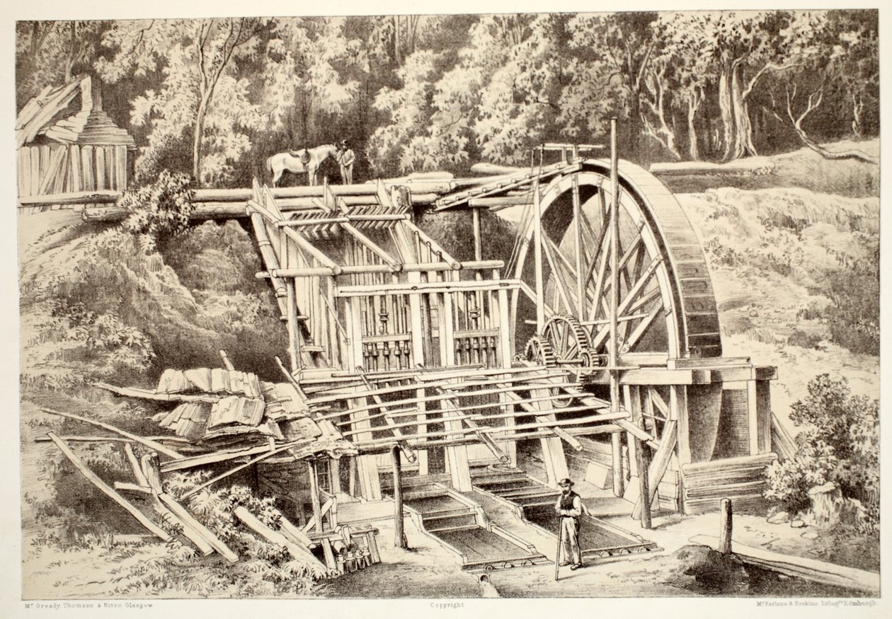 Drtič křemene, z Historie Australasie od Davida Blaira, McGradyho, Thomsona a Nivena, 1879 od Australian School