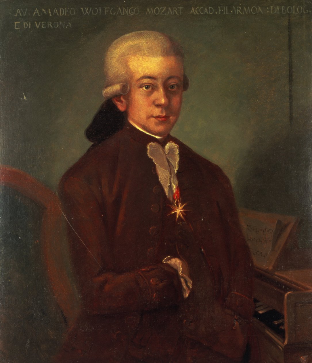 Portrét Wolfganga Amadea Mozarta (1756-91) v Řádu zlaté ostruhy, 1777 od Austrian School