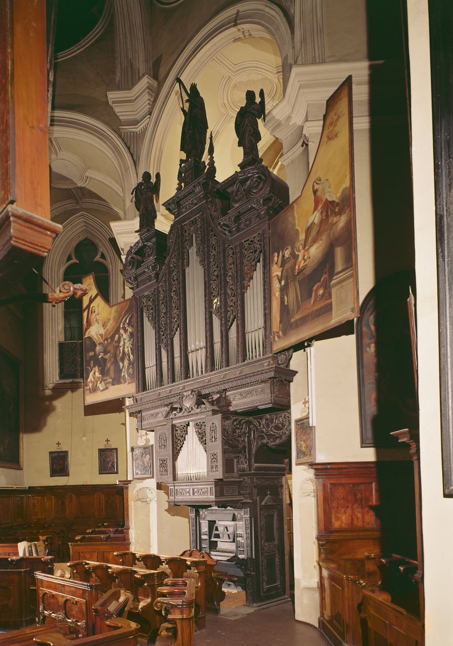Pohled na varhany ve Franziskanerkirche, Vídeň, 1643 (kombinovaná technika) od Austrian School