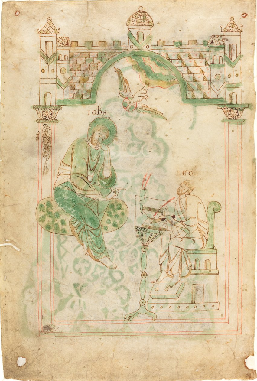 Svatý Jan diktuje ctihodnému Bedovi od Austrian 12th Century