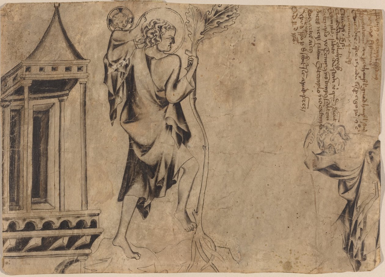 Edikula se dvěma studiemi svatého Kryštofa od Austrian 14th Century
