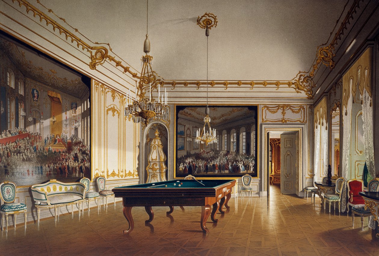 Kulečníková místnost v Imperial Apartments, zámek Schoenbrunn (Seznam světového dědictví UNESCO od Austrian School