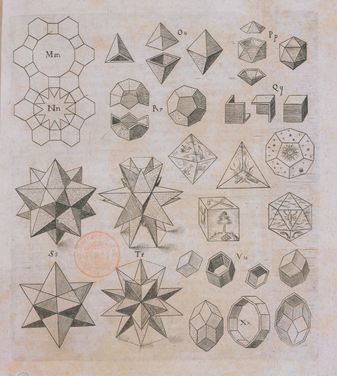 Geometrické tvary, z Harmonices Mundi od Johannese Keplera (1571-1630), vydané v Linci, 1619 od Austrian School