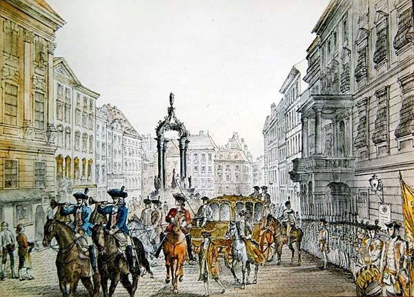 Imperial Cortège v Graben, Vídeň, začátek 19. století (rytina) od Austrian School