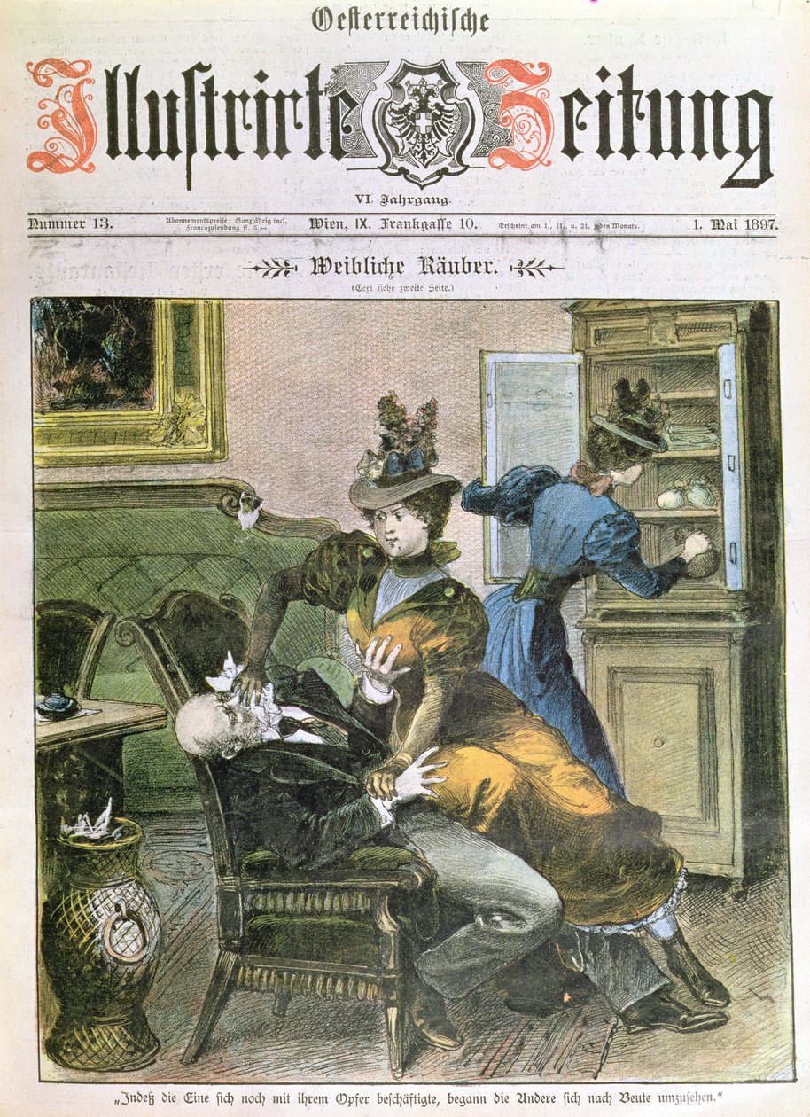 Lady Robbers, titulní strana Illustrierte Zeitung, květen 1897 od Austrian School