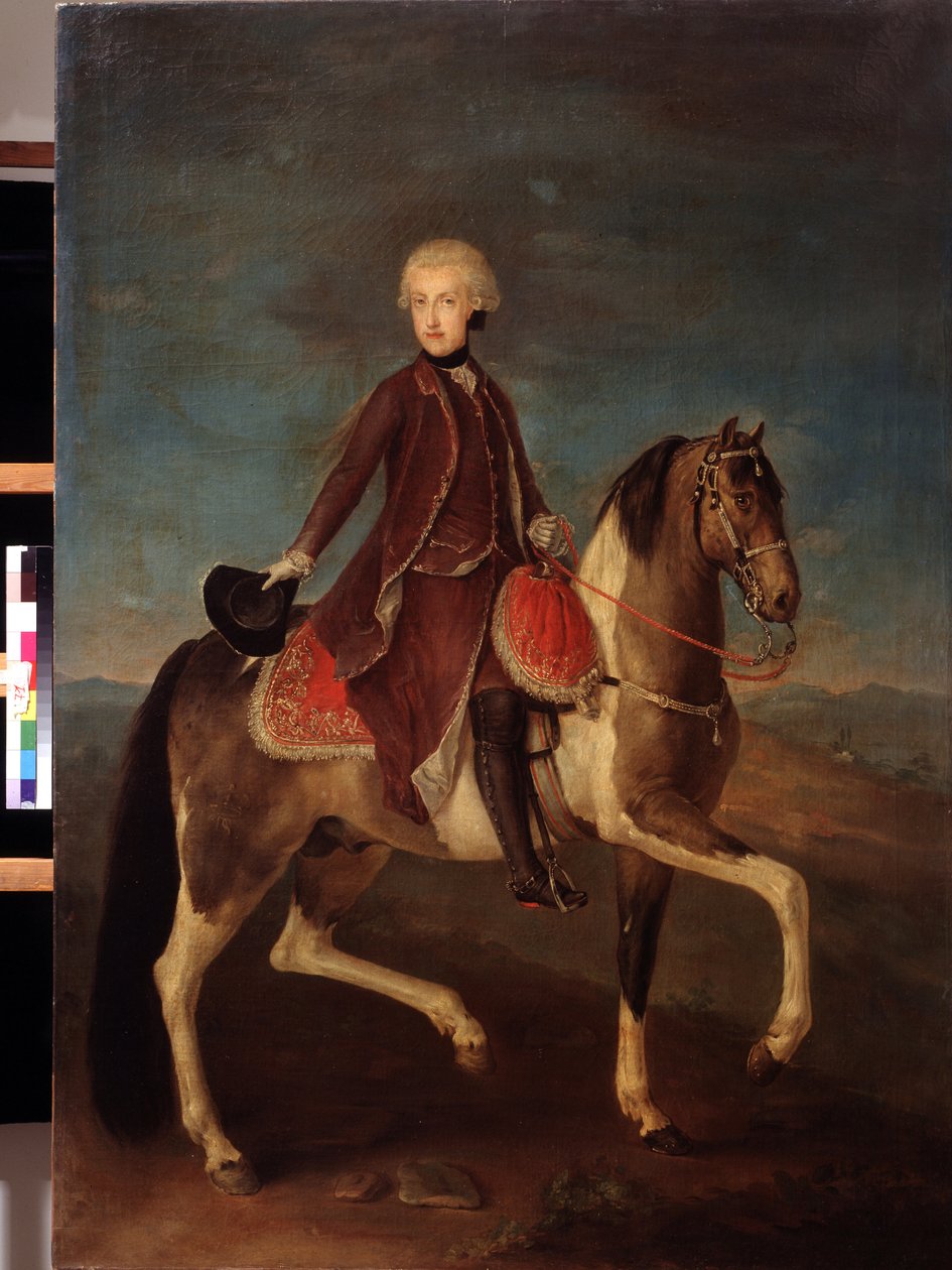 Jezdecký portrét císařovny Marie Terezie Habsburské Rakouské (1717-1780). Malířství rakouské školy v letech 1740 až 1750 (18. století). Klasický styl. Olej na plátně. Puškinovo muzeum, Moskva. od Austrian School