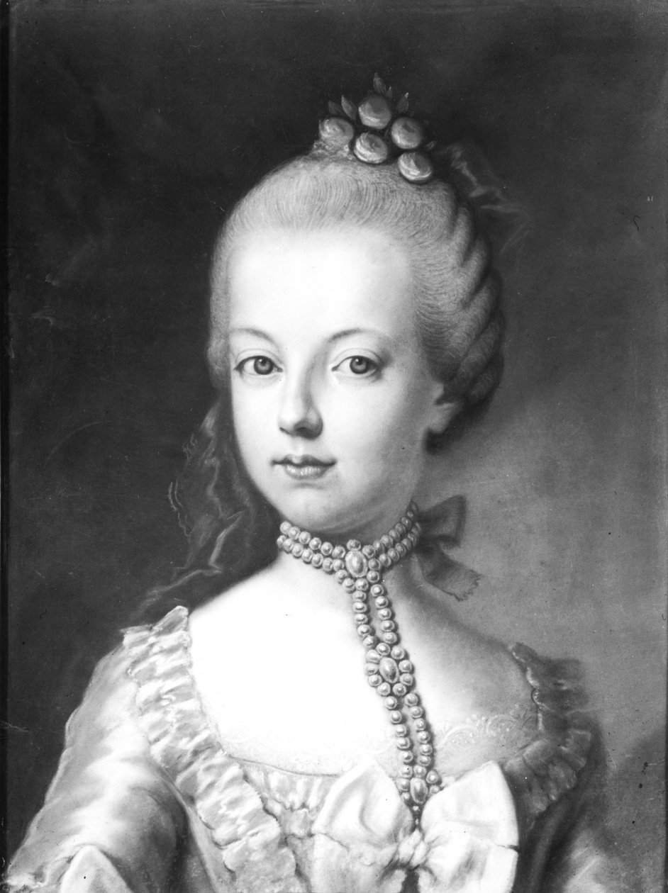 Portrét Marie-Antoinetty (1755-93) z Habsburska-Lotrinska, kolem roku 1771 (pastel na papíře) od Austrian School