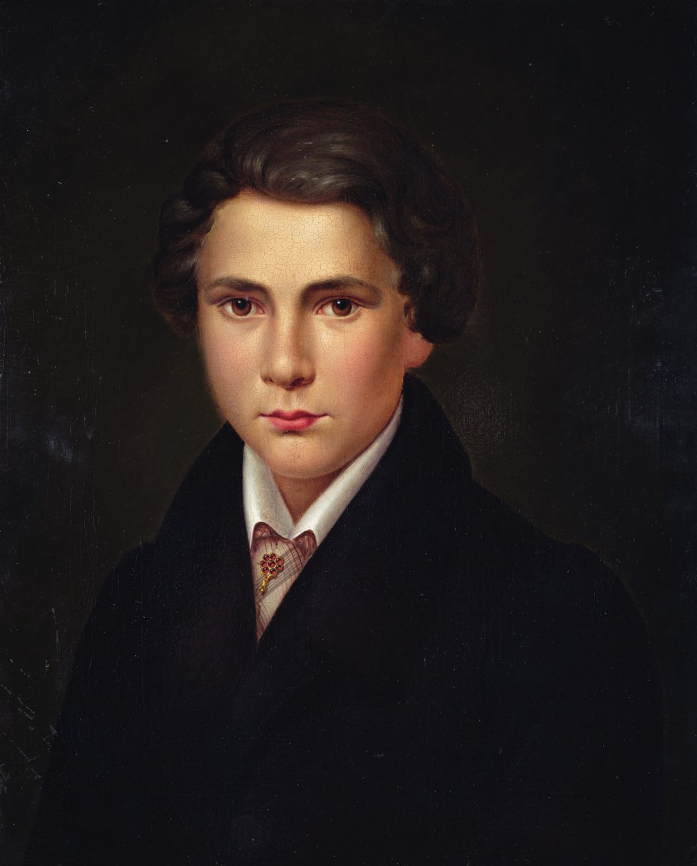 Portrét mladého muže s rubínovým špendlíkem, kolem roku 1835 od Austrian School