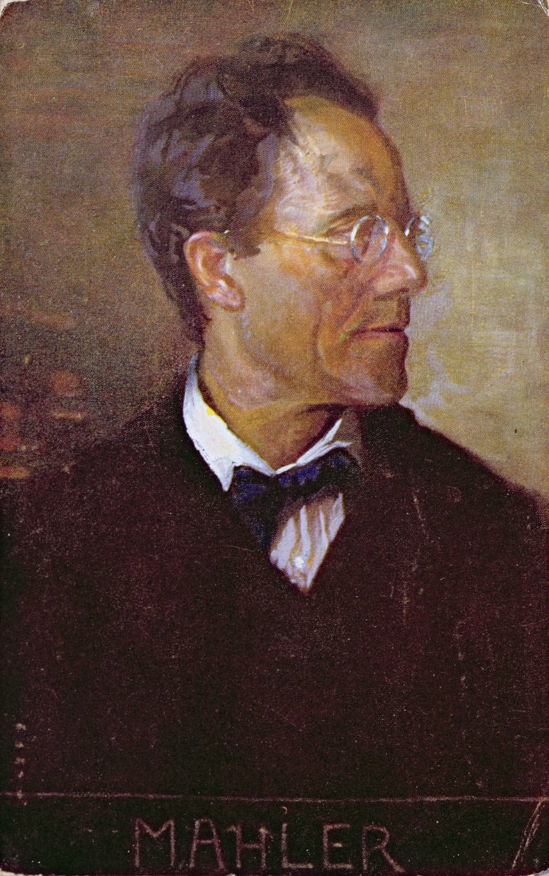 Pohlednice s portrétem Gustava Mahlera (1860-1911) kolem roku 1910 (barevná litografie) od Austrian School