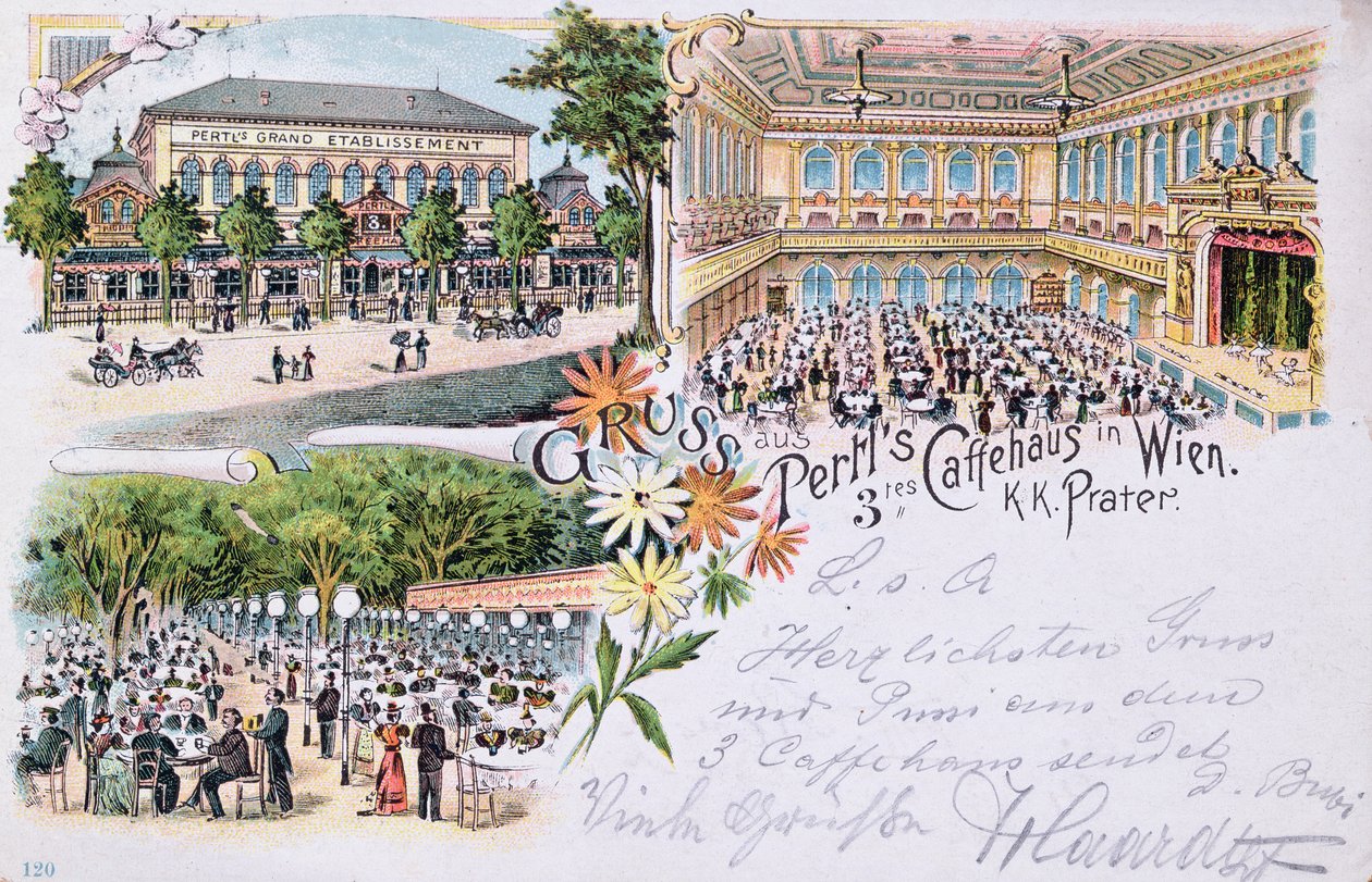 Pohlednice z kavárny Pertls v Prátru, Vídeň, 1901 od Austrian School