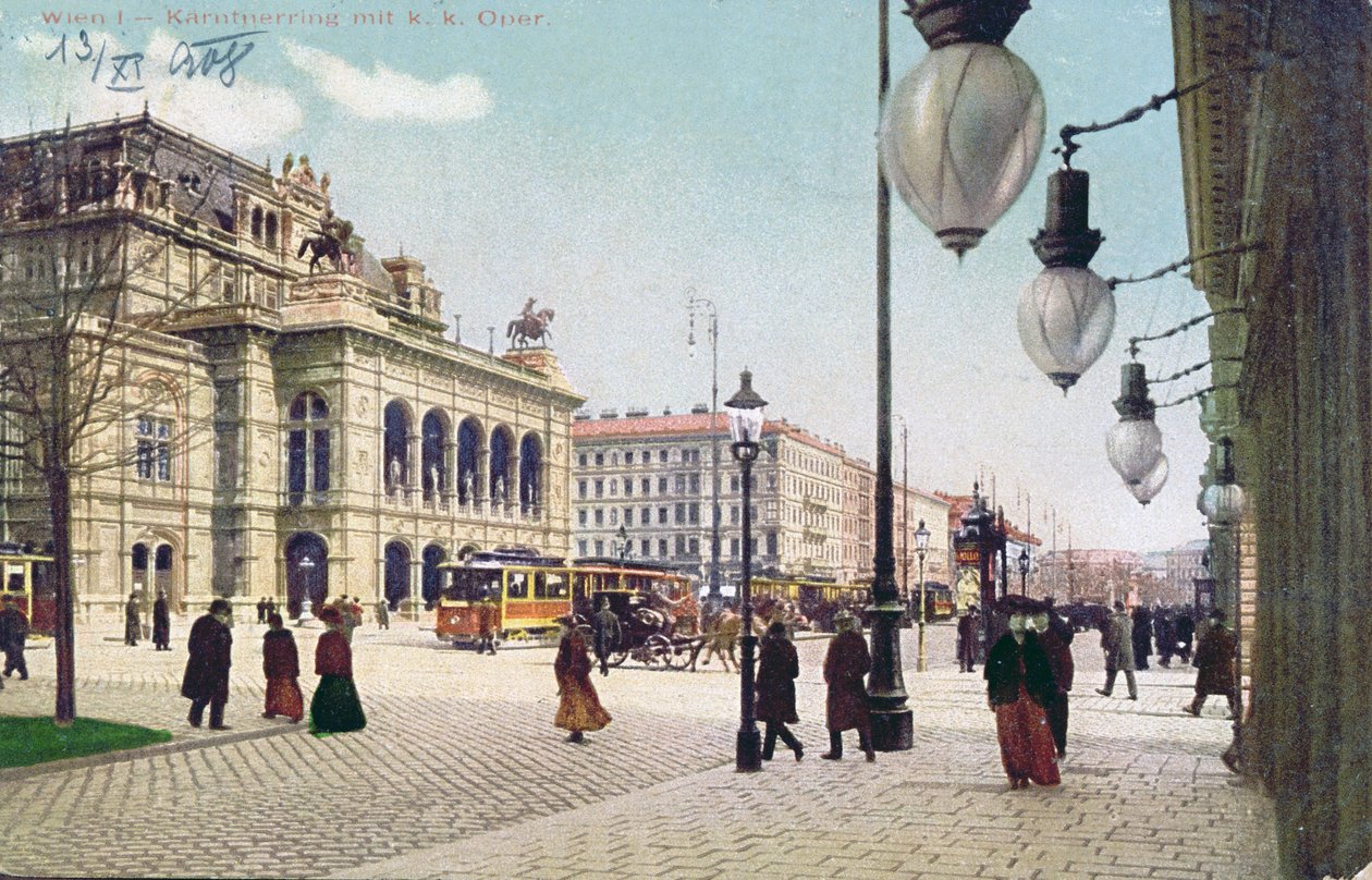 Kaerntnerring a Císařská a královská opera ve Vídni, 1908 od Austrian School